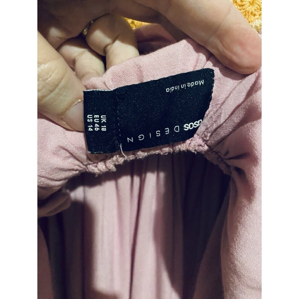 Asos Dress Womens 14 Purple Crochet Granny Squares Mini Babydoll Boho Festival - Picture 6 of 7